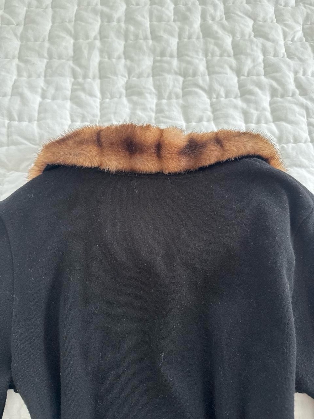 BEBE Black Knit Cardigan with Brown Fur Collar - Picture 3 of 3
